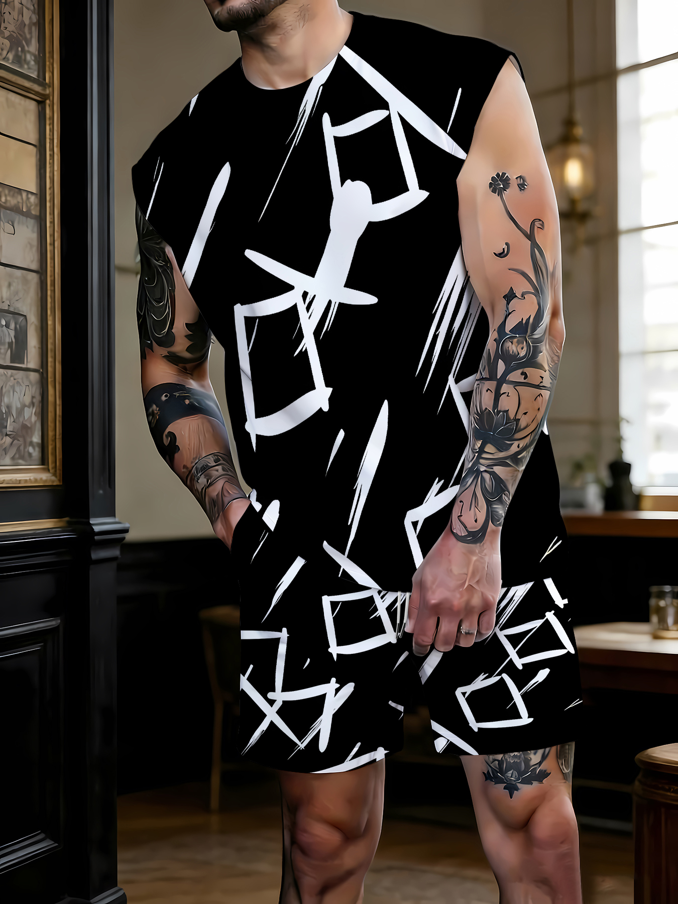 Summer Clothing - Men's Compression Tank Top and Shorts