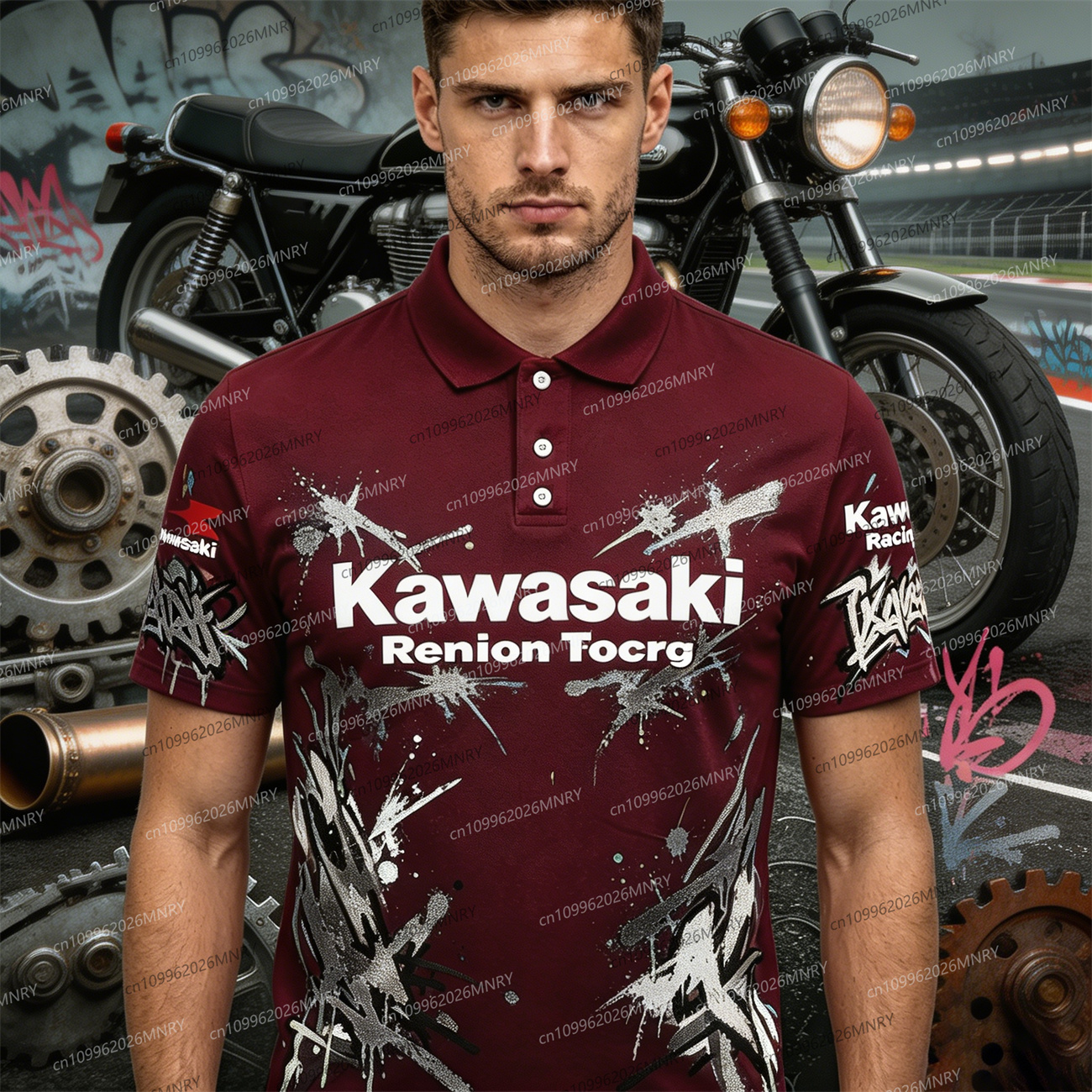 Summer Clothing Motorcycle - Summer polo t-shirt men Motorcycle Kawasaki