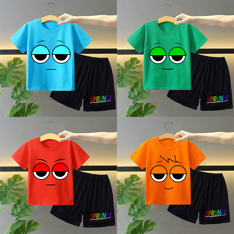 Summer Clothing Girls - Sprunki 2pcs T-shirt and Shorts Set