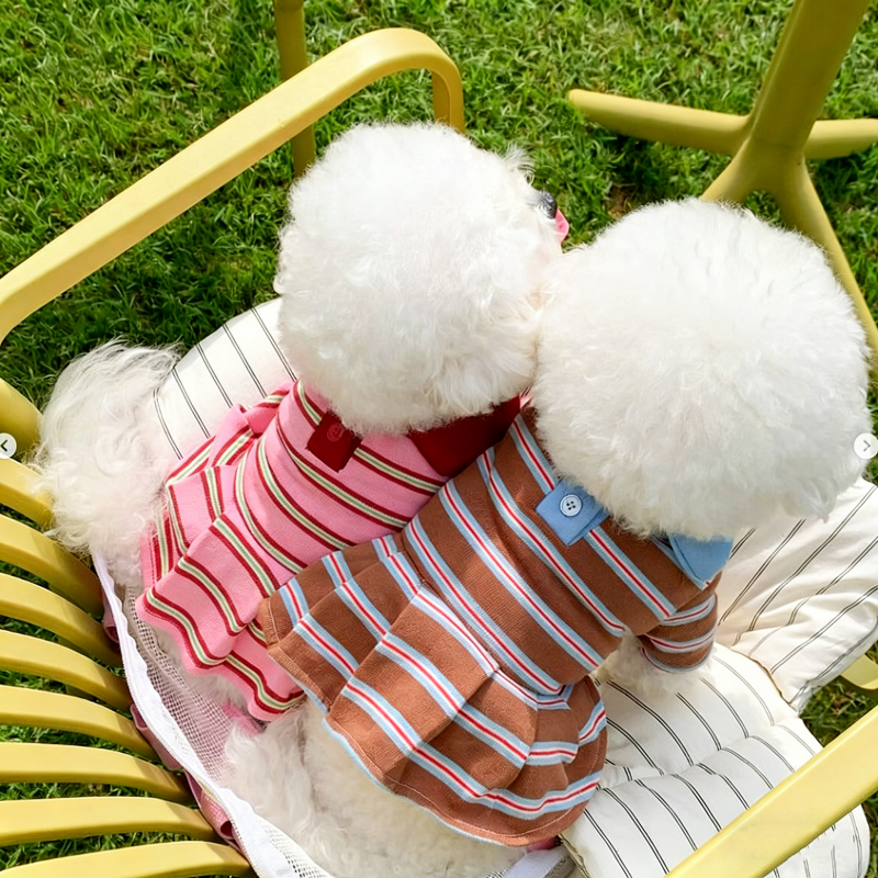 Summer Clothing In French - Dog Clothes Summer Striped Dog Polo