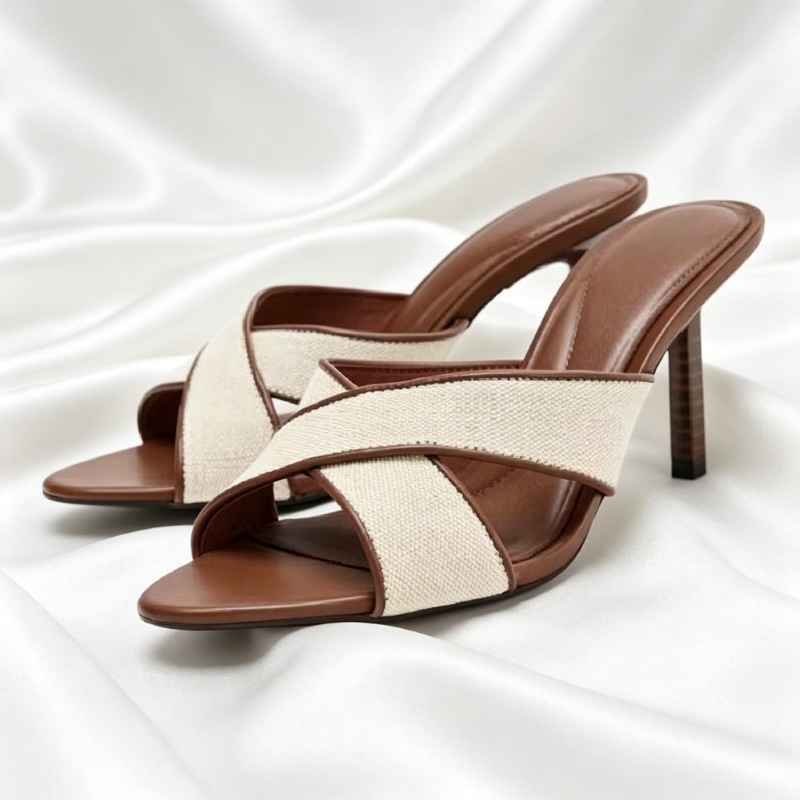 Summer Clothing Fabric - Fashion Wide Cross-Tied Mule Sandals Women