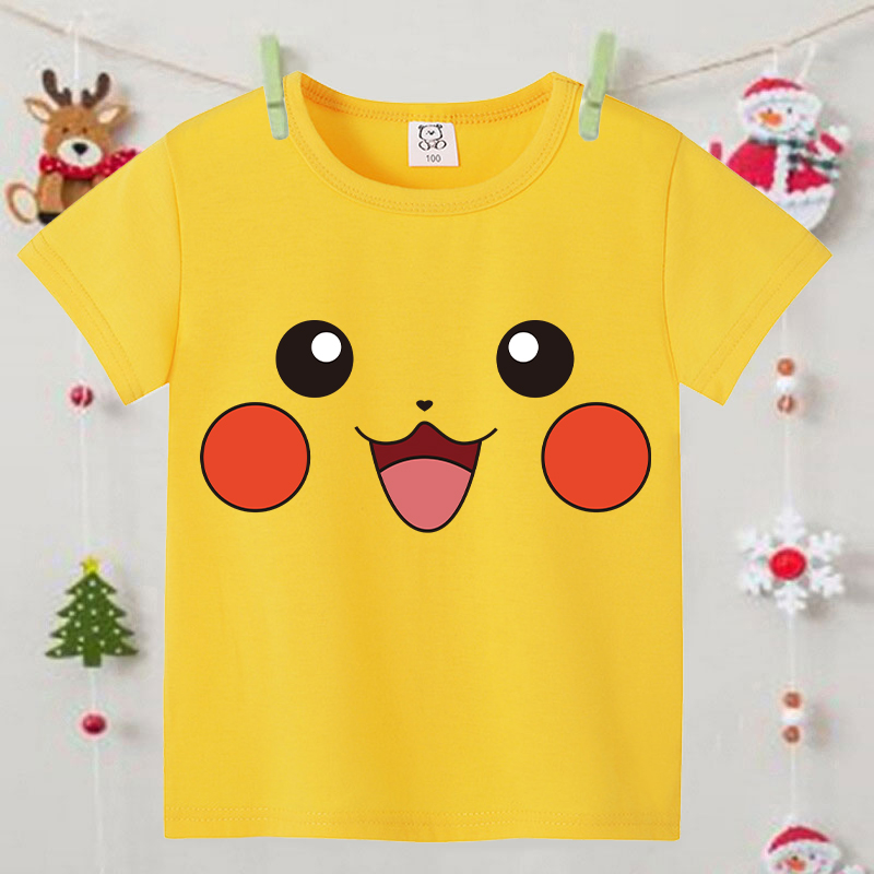 Pokemons Yellow Cute Short-sle – Summer Clothing Girls recenzja i cena