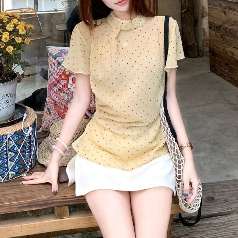 Fashionable Gauze Sweet Polka  – Summer Clothing In French recenzja i cena