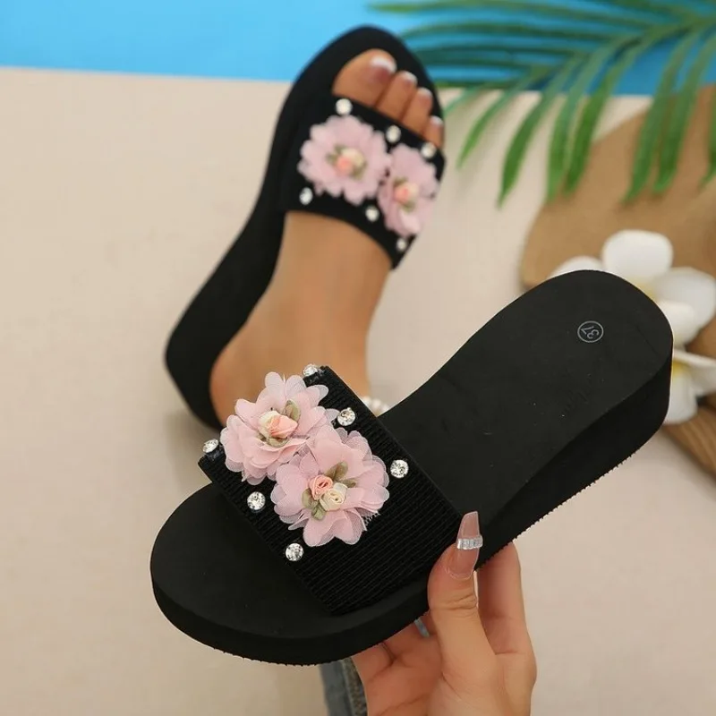 Fashion Flower Wedges High Hee – Summer Clothing Fabric recenzja i cena