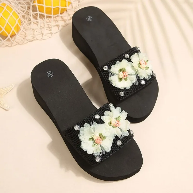 Fashion Flower Wedges High Hee – Summer Clothing Fabric recenzja i cena