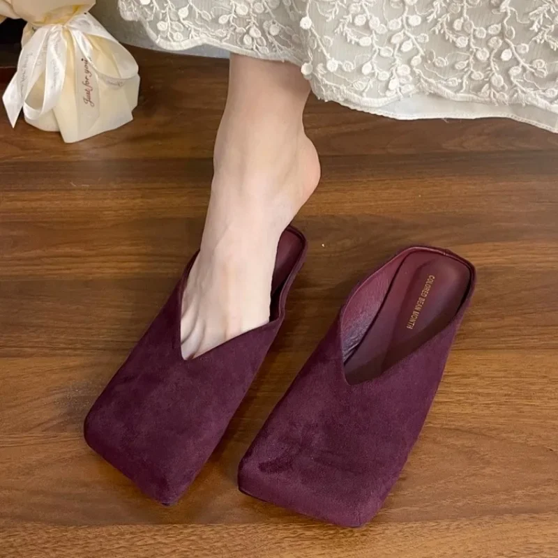 Women Suede Flats Mules Shoes  – Summer Clothing Fabric recenzja i cena