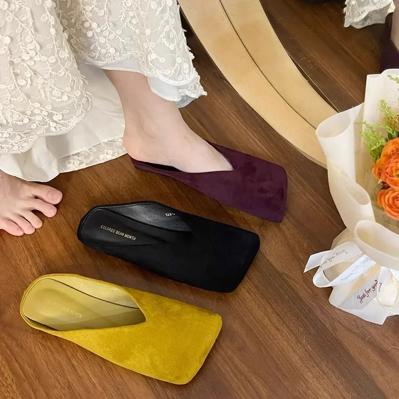 Women Suede Flats Mules Shoes  – Summer Clothing Fabric recenzja i cena