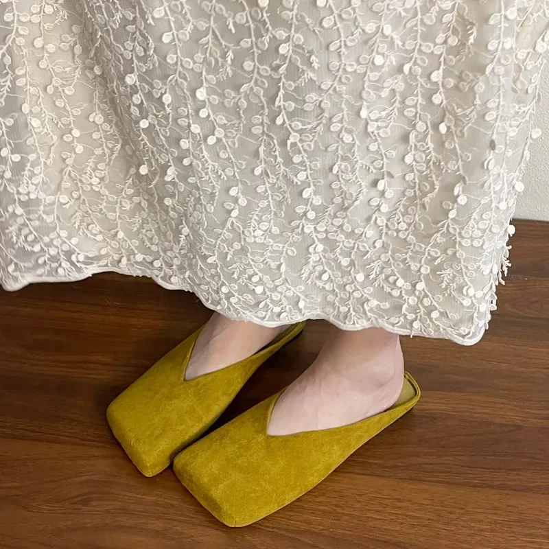 Women Suede Flats Mules Shoes  – Summer Clothing Fabric recenzja i cena