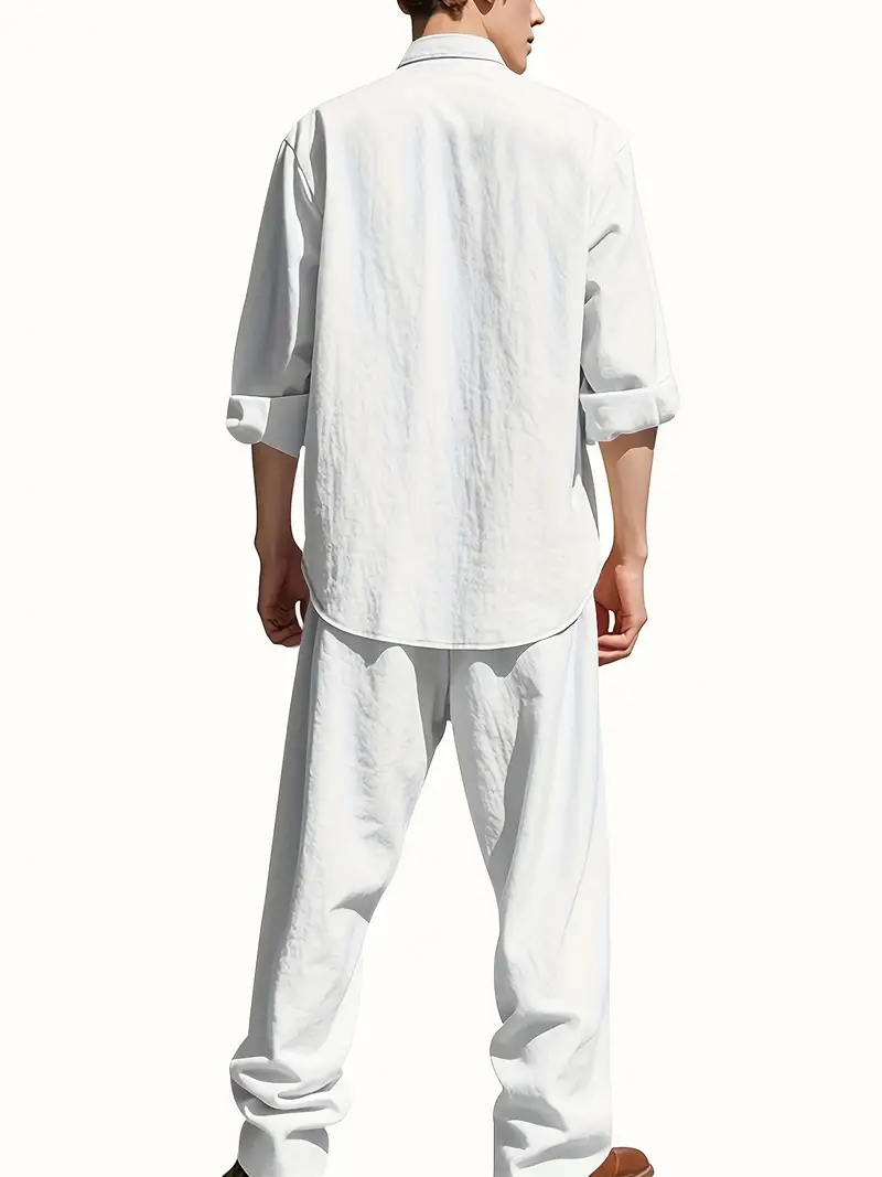 Men's White Linen Suit Set Lon – Summer Clothing Types recenzja i cena
