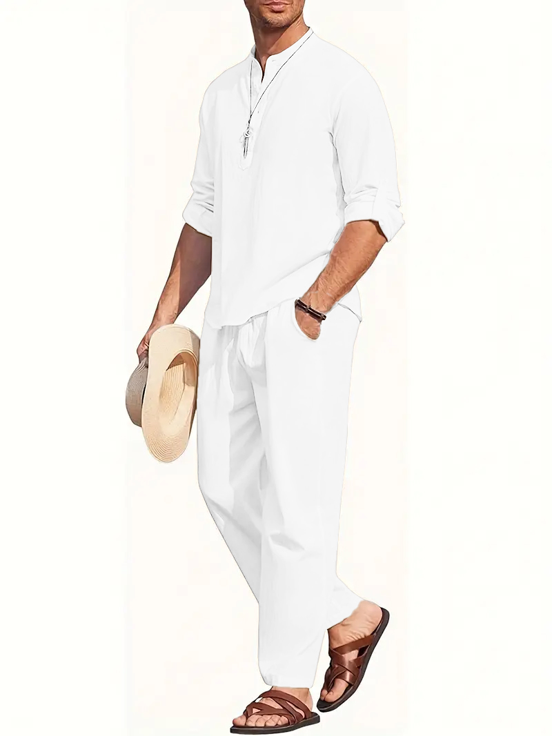 Men's White Linen Suit Set Lon – Summer Clothing Types recenzja i cena
