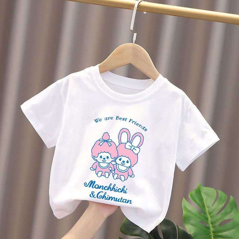 Monchhichi Kids T-shirts Anime – Summer Clothing Girls recenzja i cena