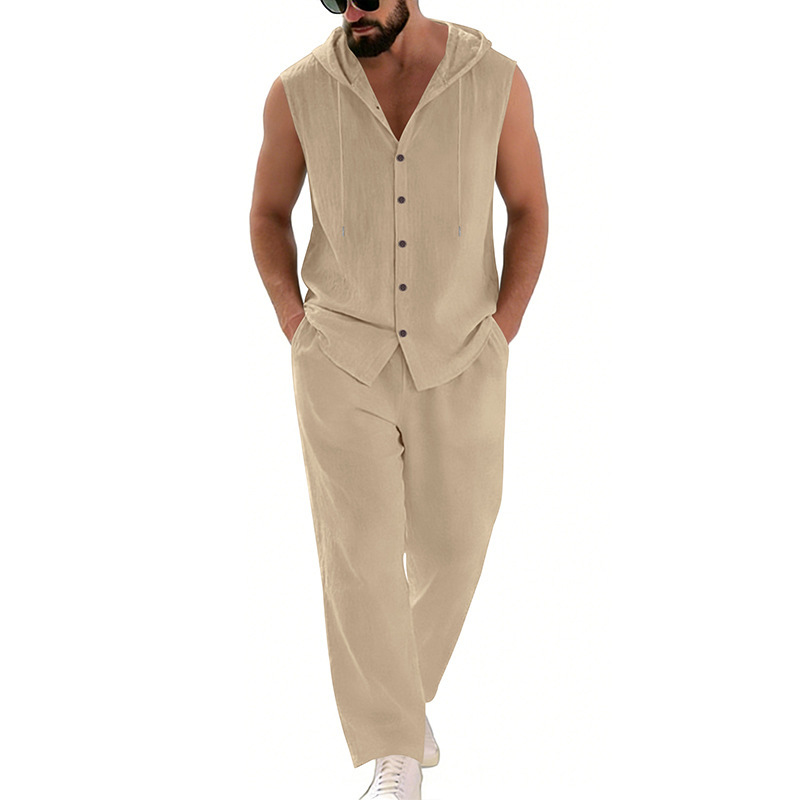 Men's Casual Linen Suit Hooded – Summer Clothing recenzja i cena