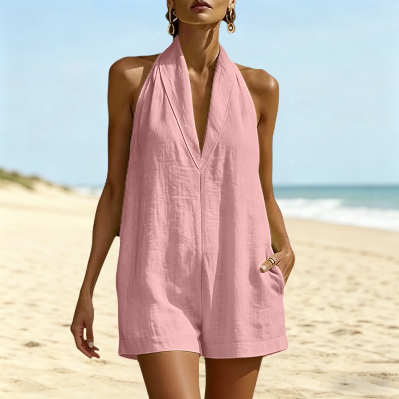 Cotton Linen Romper Women's Su – Summer Quilt recenzja i cena