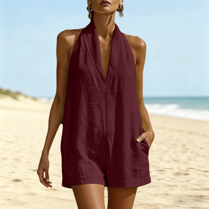 Cotton Linen Romper Women's Su – Summer Quilt recenzja i cena