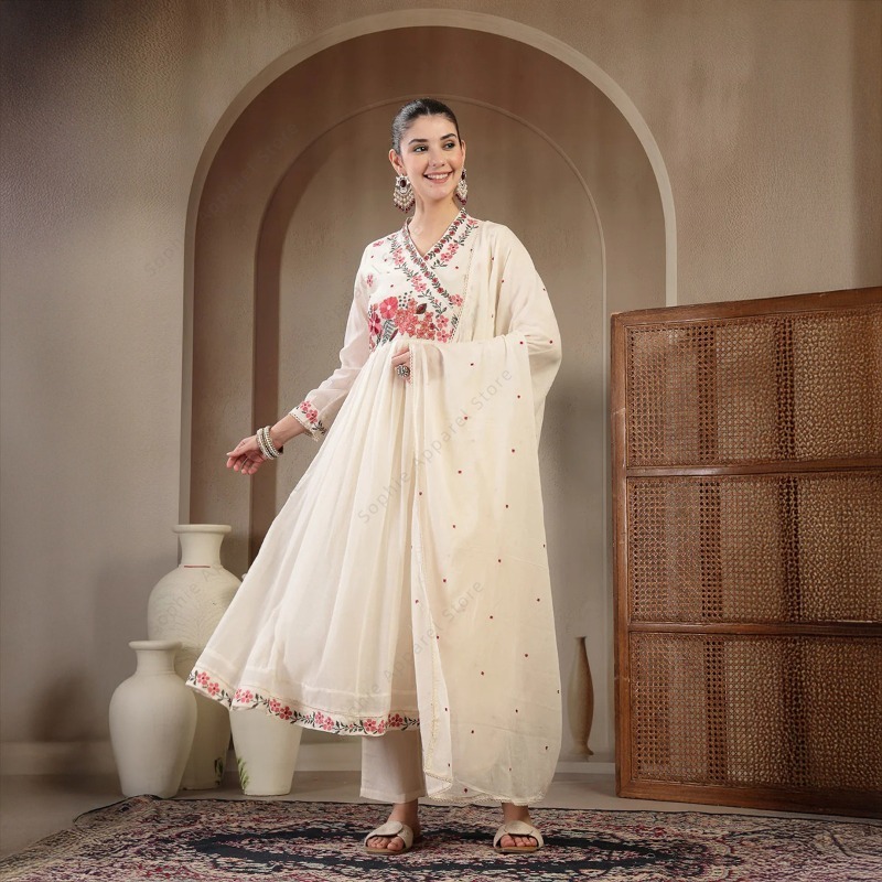 White Cotton Anarkali Kurti Se – Summer Clothing Pakistan recenzja i cena
