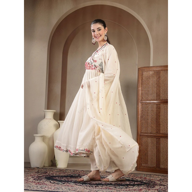 White Cotton Anarkali Kurti Se – Summer Clothing Pakistan recenzja i cena