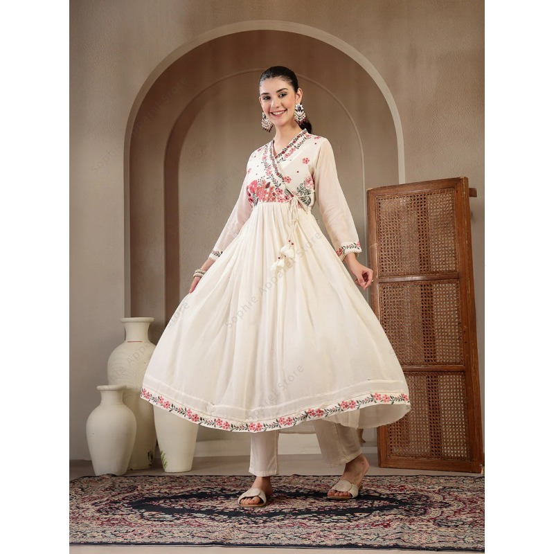 White Cotton Anarkali Kurti Se – Summer Clothing Pakistan recenzja i cena