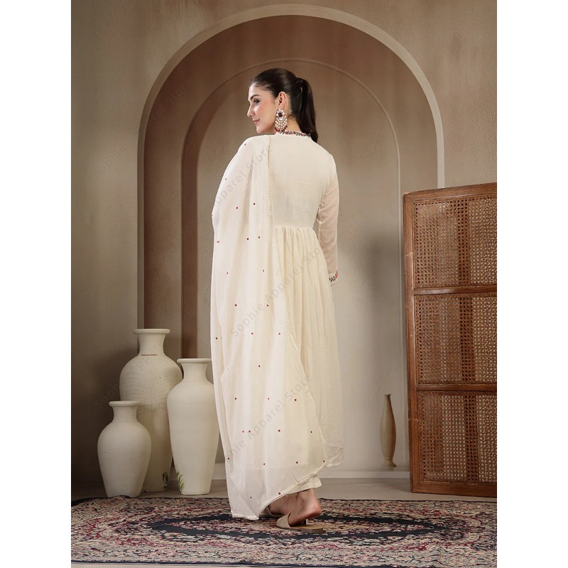 White Cotton Anarkali Kurti Se – Summer Clothing Pakistan recenzja i cena