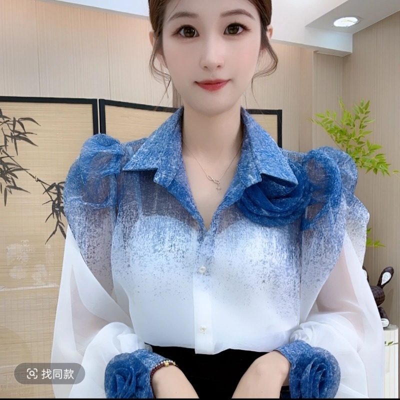 Gradient Color Shirt Women Fre – Summer Clothing In French recenzja i cena